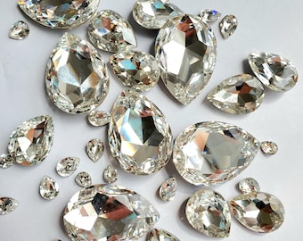 Swarovski 4320 Pietre di cristallo a forma di pera: gocce sfaccettate trasparenti in diverse dimensioni