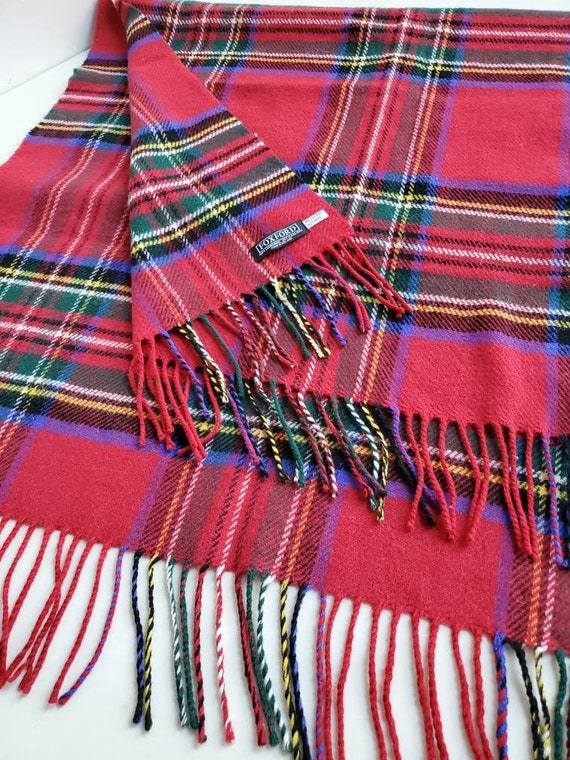 Soft Vintage Red LAMBS WOOL Blanket Scarf, Royal … - image 9