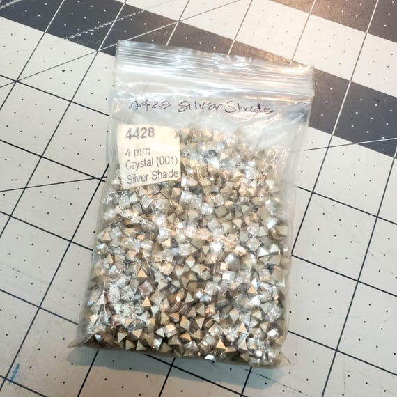 Swarovski Silver Shade Crystal: 4mm Square Xilion Stones (lot of 6