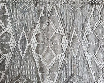 6 3/8" Art Deco SILVER METAL LACE Trim for millinery costumes home dec, Sold By Half Yard  {18" long}