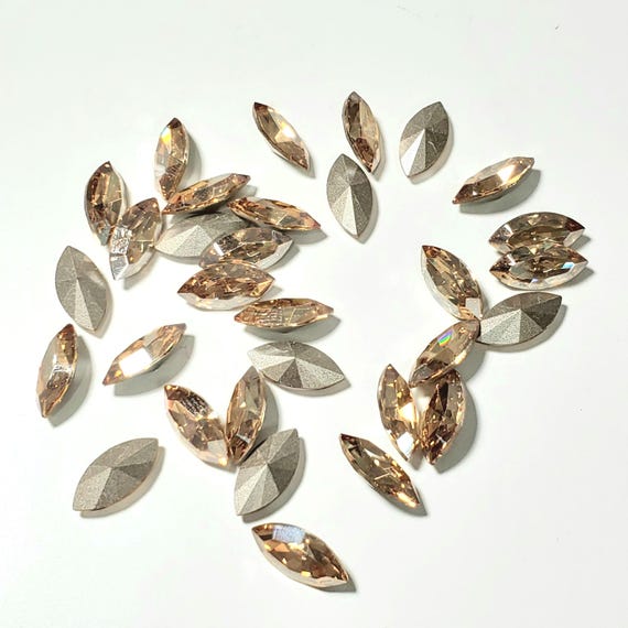 Swarovski 4428 Golden Shadow Crystal Navette Stones, 15x7mm (pair