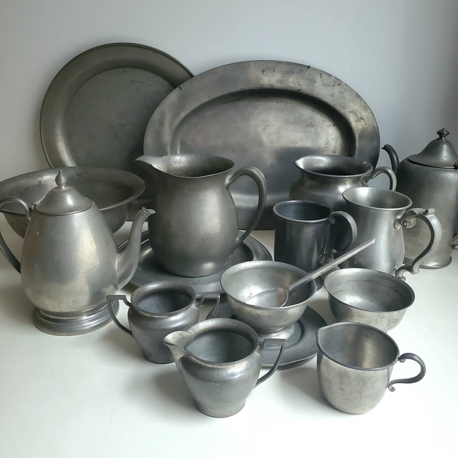 Antique Pewter Coffee or Tea Pot by Crescent #1602, Farmhouse