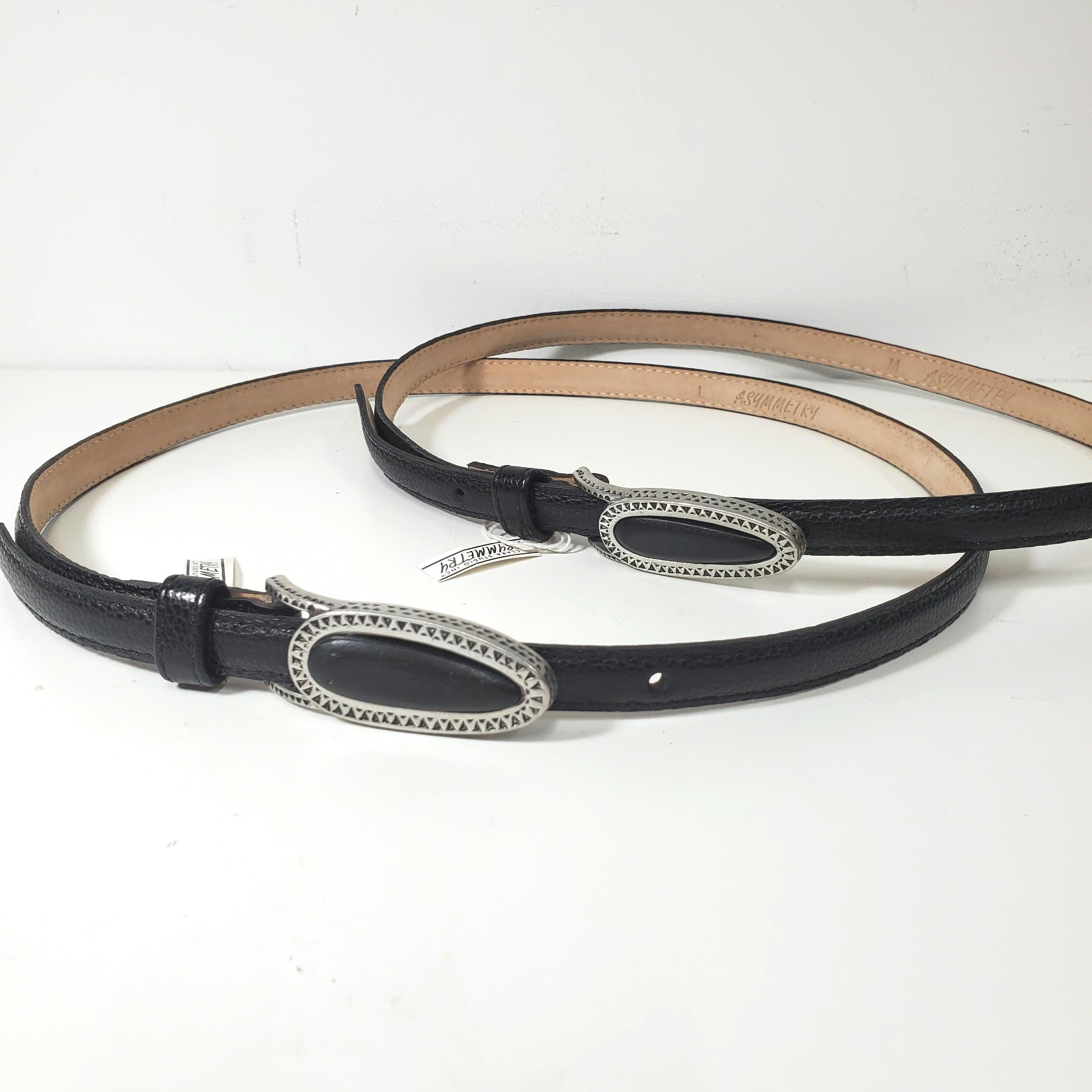 1990s Clara Studio Leather Belt: Handcast Silvertone Buckle  display picture 1
