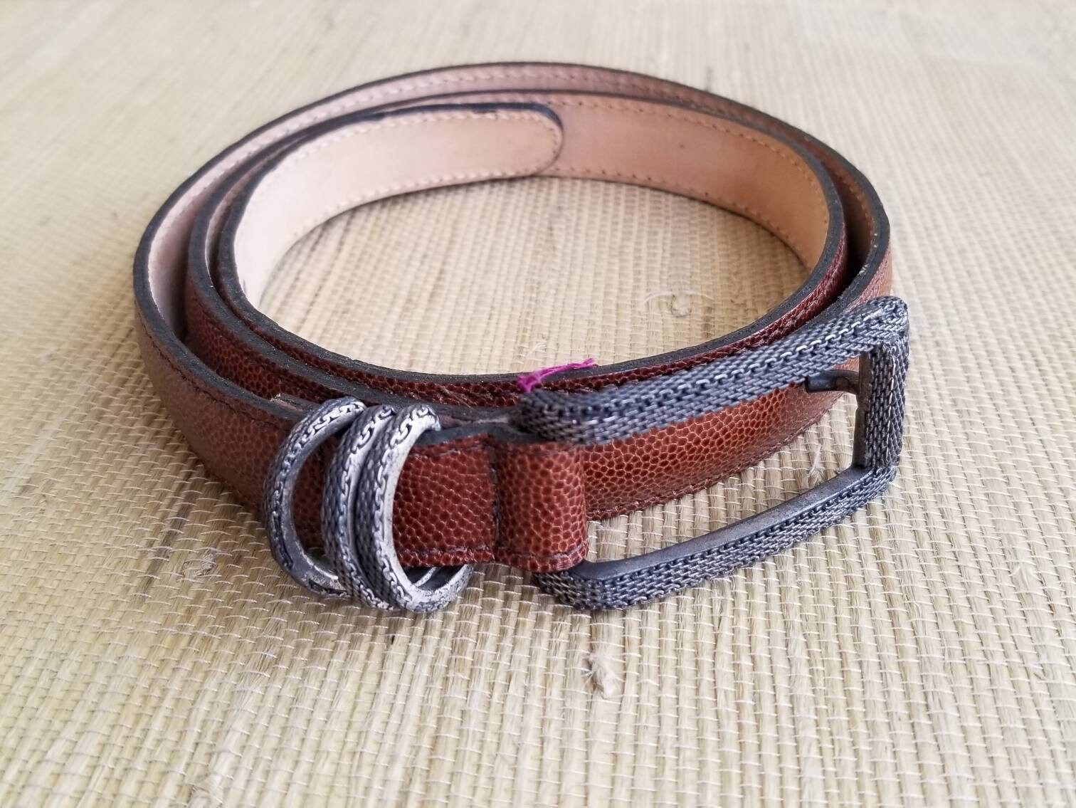 Vintage Clara Studio Asymmetry Made in USA Navy Leather Silver Buckle Belt Large Clara Studio Asymmetry Womens Belt Size M 100% Leather Black  main image 4