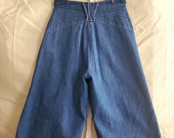 Authentic 1970s DENIM GAUCHOS Culottes With High Waist