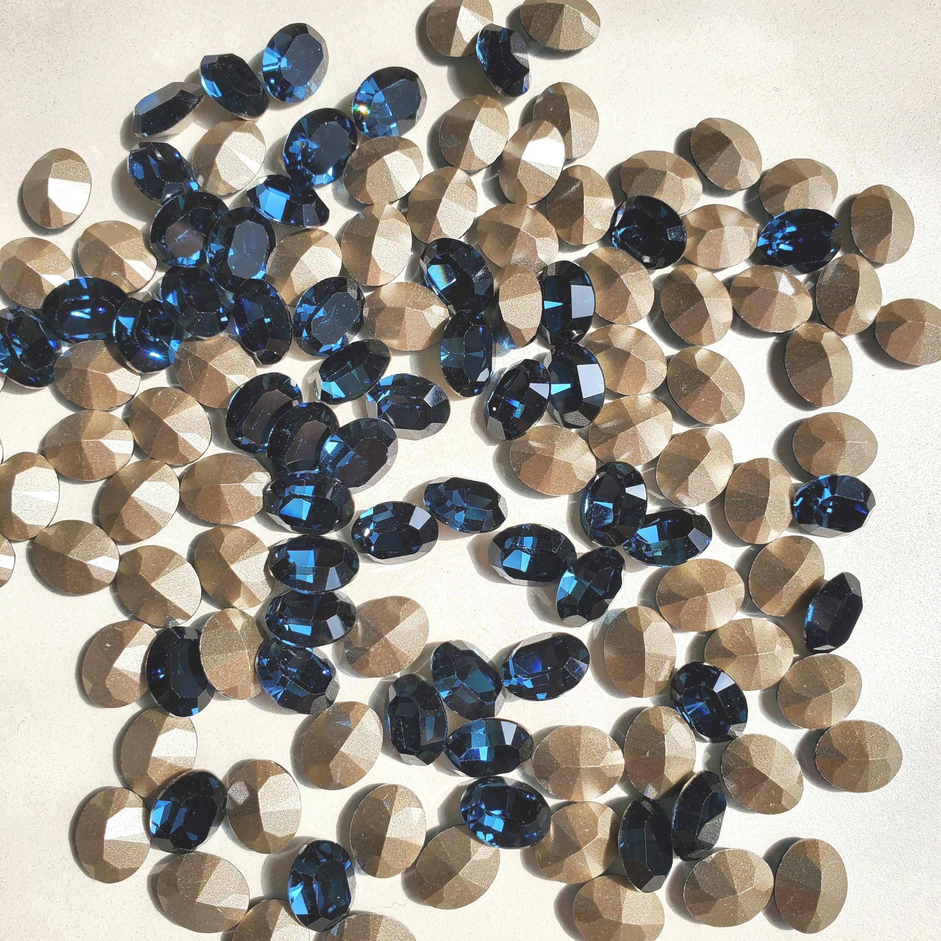 Swarovski 4120 OVAL Stones in MONTANA 207 Blue, Foiled, Factory