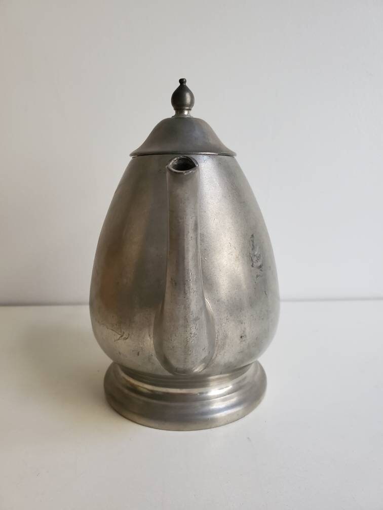 Antique Pewter Coffee or Tea Pot by Crescent #1602, Farmhouse