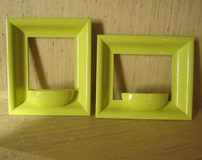 Pair Mid Mod Lime GREEN PICTURE FRAMES With Wall Pockets Etsy