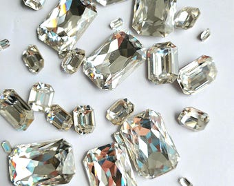 Swarovski 4610 EMERALD OCTAGON Fancy Stones in CRYSTAL 001 Clear (scegli tra le misure 27*18,5 mm; 18*13 mm; 12*10 mm; e 6*4 mm)