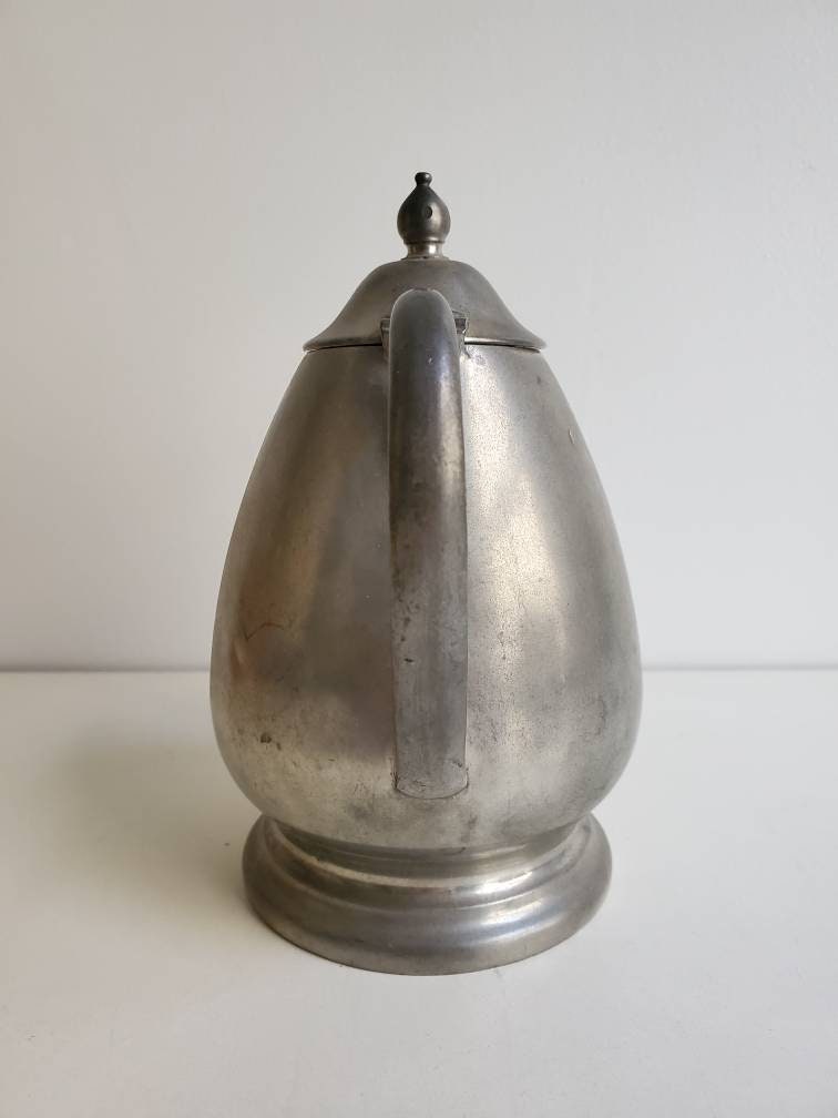 Antique Pewter Coffee or Tea Pot by Crescent #1602, Farmhouse