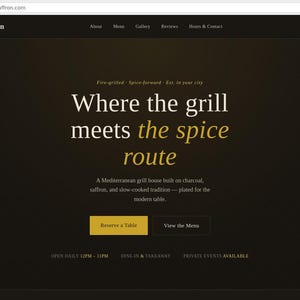 Restaurant Website Template | HTML Editable Menu Site | 3 Color Variants | Instant Download | Small Business Website
