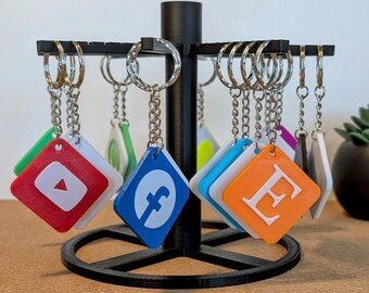 NFC Tag Keychain Social Networks – Modern & Practical 3D Printed Connected Keychain for Sharing Digital Contacts