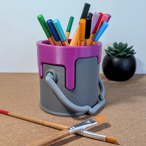 Fancy Pencil Holder with Pouring Paint Effect - Customizable 3D Color Printing - Original Office Decoration