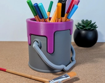 Fancy Pencil Holder with Pouring Paint Effect - Customizable 3D Color Printing - Original Office Decoration