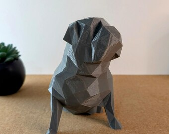 3d printed Low Poly style Bulldog statuette, customizable in color and size!