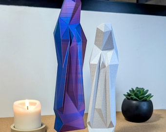 3D Printed Low Poly Virgin Mary Statuette - Modern Religious Decor - Customizable in Color and Size