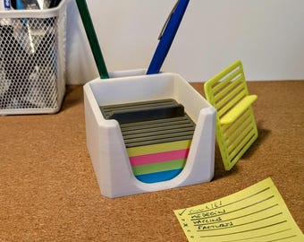 3D Post-it Holder and Customizable Pencil Holder – Colorful 3D Printed Desk Organizer, Practical & Stylish