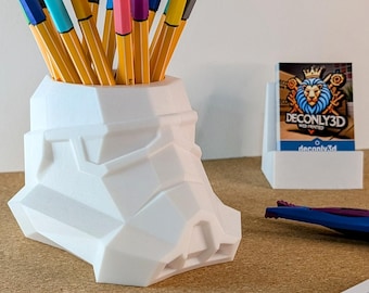 3D Printed Stormtrooper Pencil Holder - Customizable in Color - Unique Star Wars Decoration & Original Geek Gift