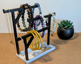 3D Printed Jewelry Stand – Bracelet, Necklace, Ring Holder – Personalized Modern Jewelry Storage – Decorative Women’s Gift
