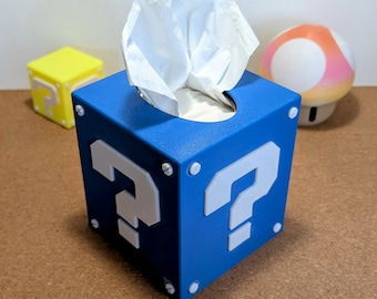 Customizable 3D Color Tissue Box - Mystery Box Mario Style - Original & Fun Decoration for Unique Gift