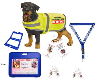 Assistance Dog Support Dog Vest Set – Hi Vis Vest with Personalized Card and Tags