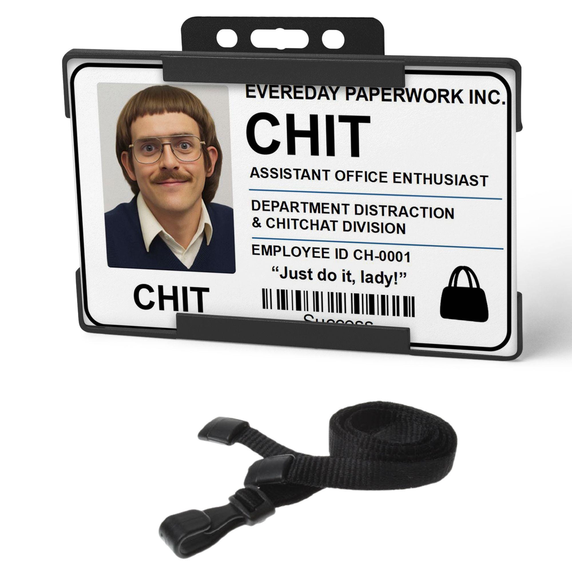 Funny Chit Cosplay ID Card + Lanyard | Viral Meme Badge | Office