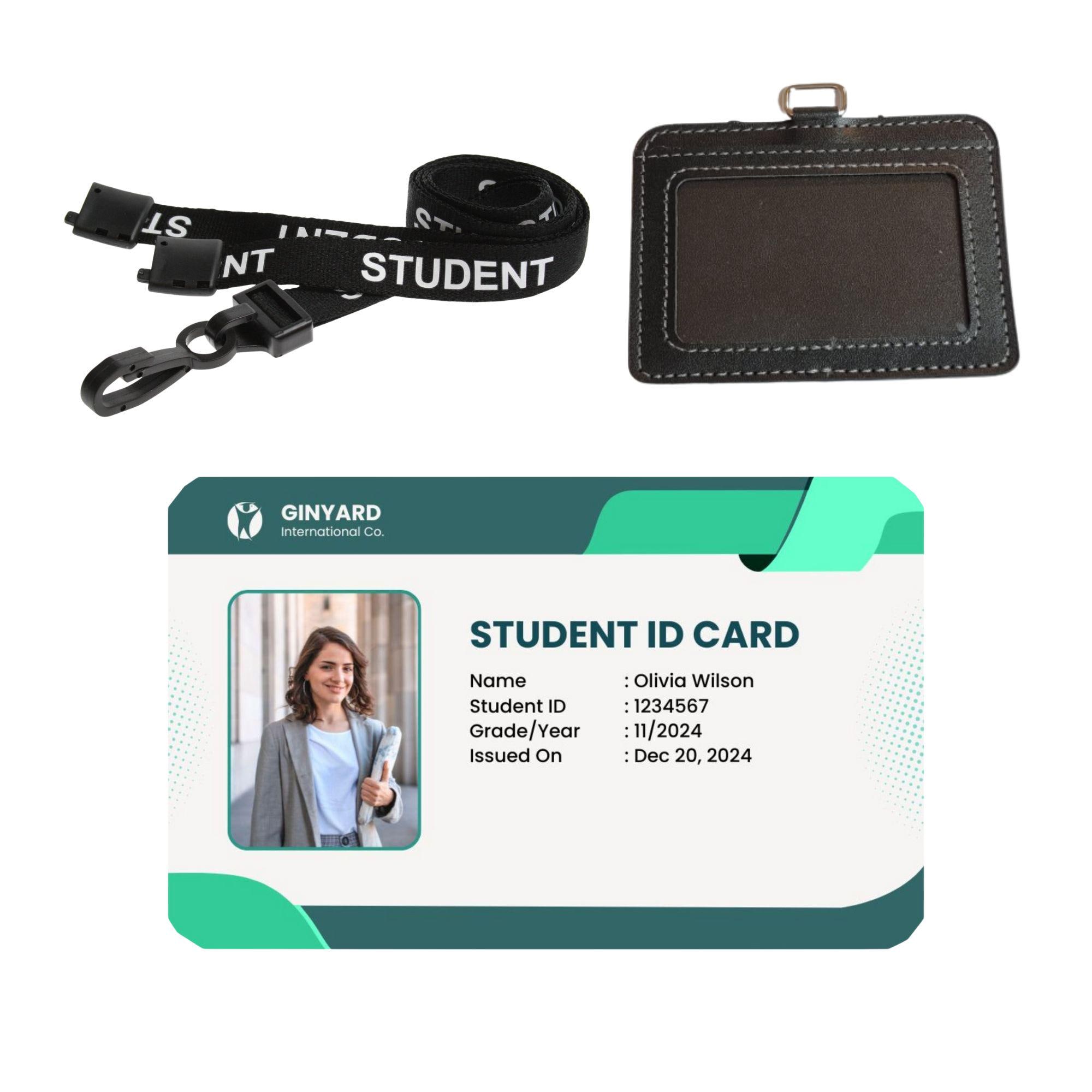 Custom Student ID Card – 4 Design Options + Lanyard & Holder