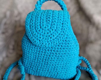 Handmade Crochet Backpack-A Stylish Gift for Her. April birthday gifts:backpack for girls. Handmade crochet backpack women.Small backpack