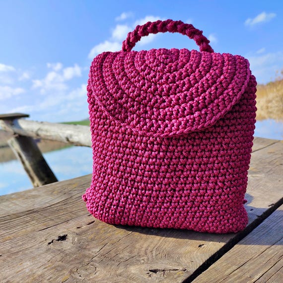 Handmade Crochet Backpack for Women Boho Rucksack Cotton Rope Adjustable Straps Eiyye Boho Crochet Backpack – Handmade Cotton Rope Daypack main image 2