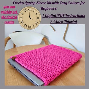 Crochet Laptop Sleeve Kit with Easy Pattern for Beginners — Digital PDF Instructions + Video Tutorial