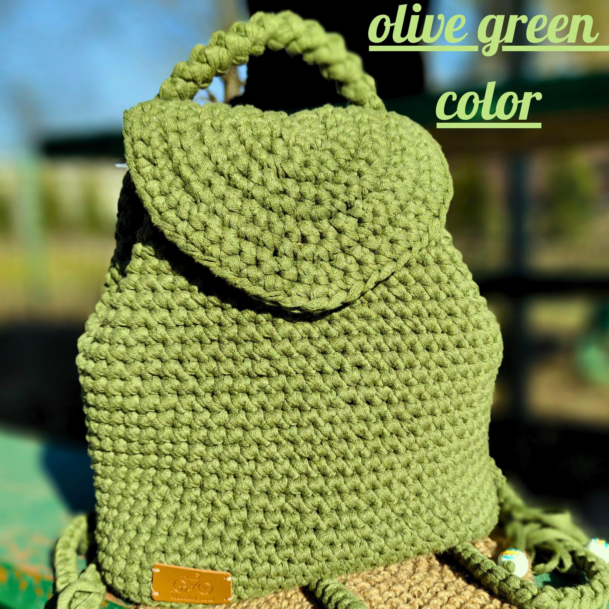 Handmade Blue Crochet Backpack - Cotton Ribbon Mini Backpack  display picture 3