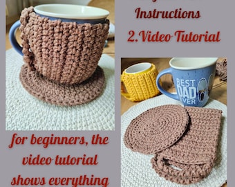 Crochet Mug Cozy & Coaster PDF Pattern: Beginner-Friendly DIY Cup Sleeve