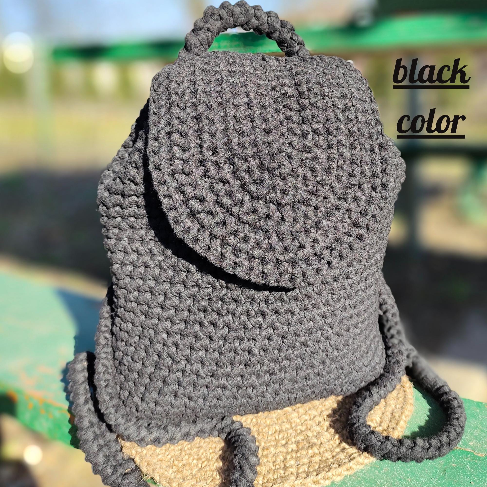 Stylish Black Crocheted Backpack for Girls With Adjustable  display picture 2