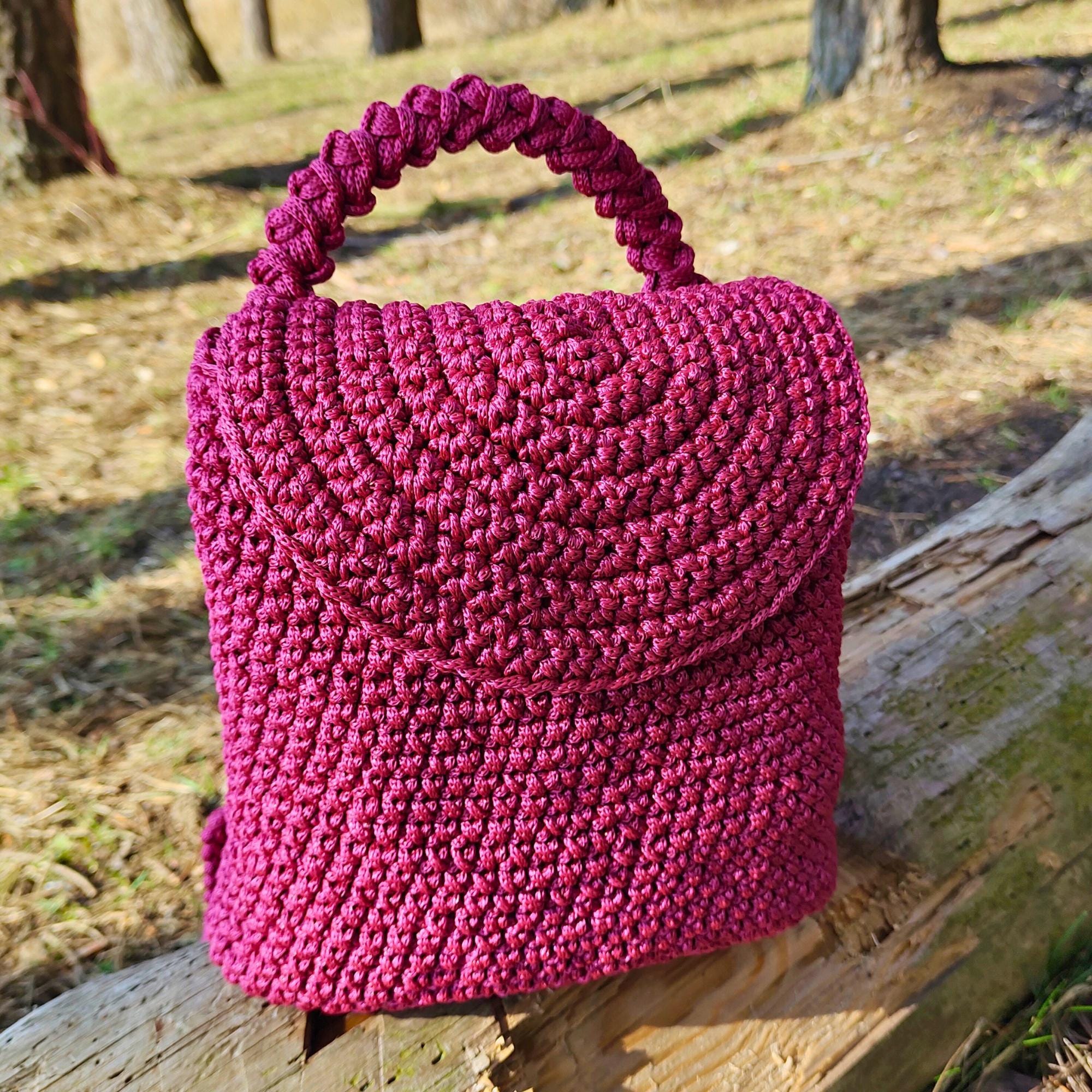 Crochet Handmade Backpack Bag Everyday‎ Summer Casual Women’s Girls Small BEACHCOMBER MINI-BACKPACK PATTERN – Hook?Yarn?Carabiner main image 3