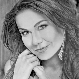 Mother graphite pencil portrait, Graphite Pencil Portrait, Drawing Portrait from photo, Unique gift idea for her, husband,