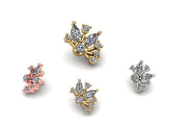 Piercing Gianna de oro macizo de 14 quilates con circonitas cúbicas – Nariz, cartílago, 25 g sin rosca, 14 g, 16 g con pasador