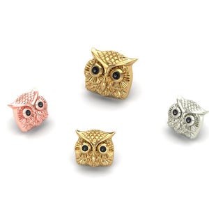 14K Solid Yellow, Rose, White Gold Owl Piercing, Body Jewelry, 25g Threadless pin, 14g or 16g Threaded pins