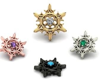 14K Solid Gold Cathedral Star CZ Piercing – Nose, Cartilage, 25g Threadless, 14g 16g Pin