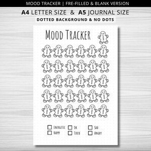 Gingerbread Mood Tracker, PRINTABLE Journal Page, Planner Page, Feelings Tracker, Daily Mood Tracker, Track Mood, Bullet Journal Template