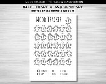 Gingerbread Mood Tracker, PRINTABLE Journal Page, Planner Page, Feelings Tracker, Daily Mood Tracker, Track Mood, Bullet Journal Template