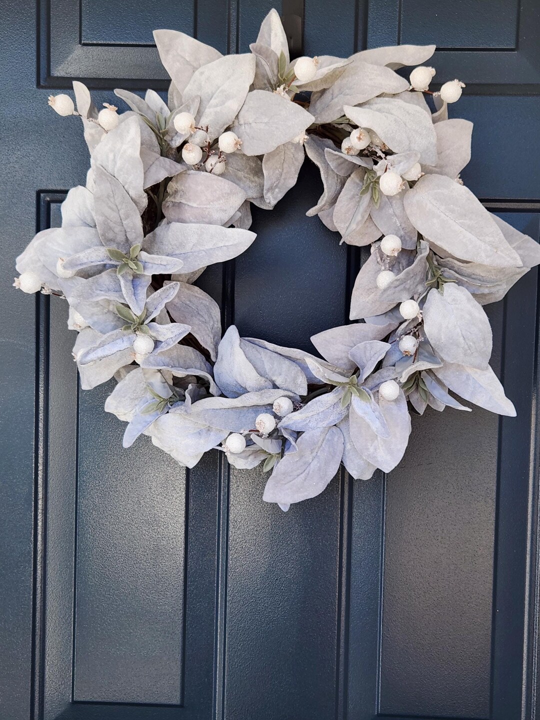 Lambs Ear Wreath With White Berries - Etsy