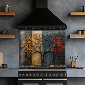 Tree of Life Kitchen Backsplash-Backsplash Tile- Chopping Board- Stove Back Cover-Stovetop Backsplash - Tempered Glass Stove Splashback