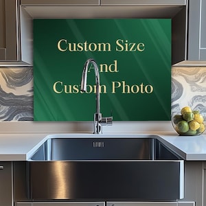 Custom Tempered Glass Backsplash, Sink Glass Backsplash Panel, Kitchen Backsplash Behind Stove, Personalized Glass Backsplash, Kitchen Decor