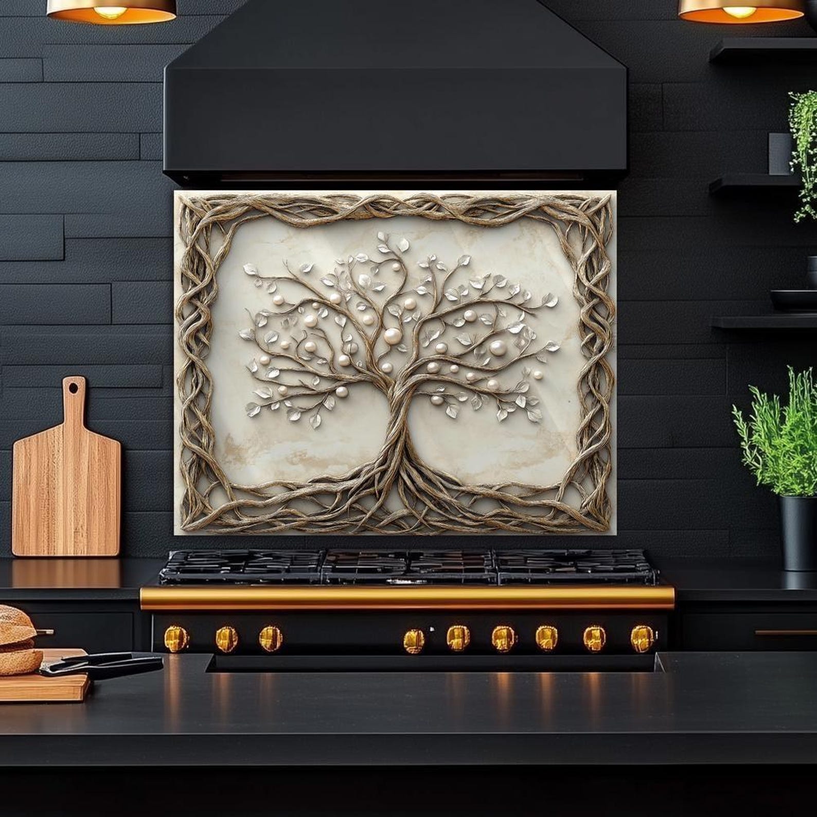 Fireproof Backsplash-tree of Life Kitchen Splashback for Stove Back ...
