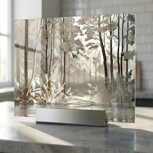 Nowoczesna ściana kuchenna - Lustrzana ściana kuchenna z motywem drzewa, szkło hartowane/łatwe do czyszczenia/odporne na ciepło