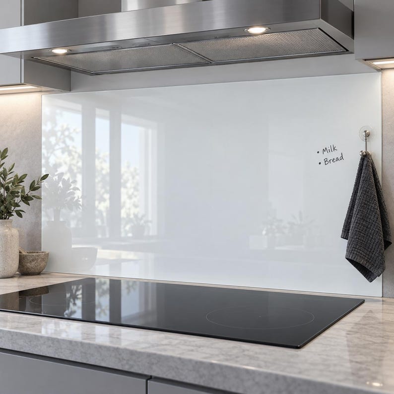 White Glass Splashback , 4mm Tempered Glass Kitchen Backsplash for ...