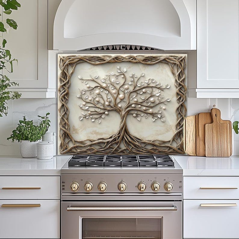 Fireproof Backsplash-tree of Life Kitchen Splashback for Stove Back ...