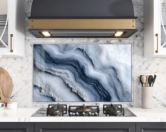 Marble Look Kitchen Backsplash Tile-Tempered Glass Stove Backsplash -Stove Back Cover-Chopping Board- Stovetop Backsplash-Cooker Wall Panel