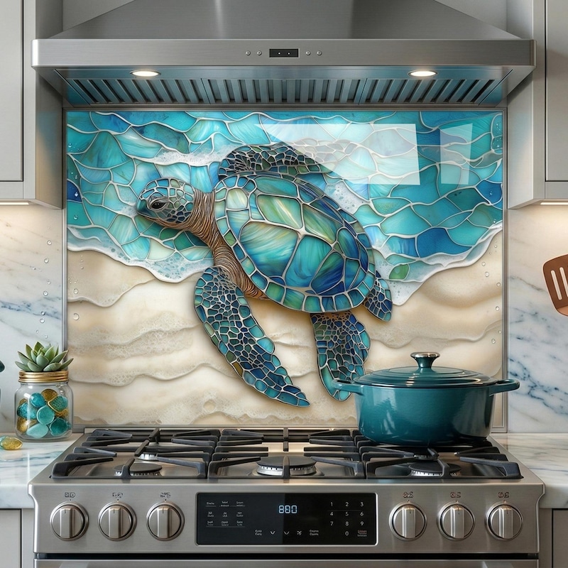 Beach Turtle Pattern Turtle Splash Backs - Etsy