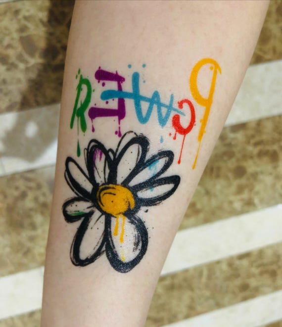 2pcs G Dragon Power Daisy Tattoo Sticker | KPOP | Tattoo Sticker